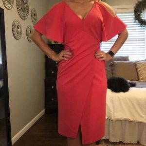 ASOS pink midi dress envelope bottom